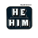 He/Him Orange Pronoun Pin