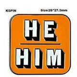 He/Him Orange Pronoun Pin