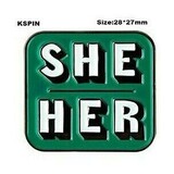 She/Her Green Pronoun Pin