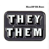 They/Them Grey Pronoun Pin