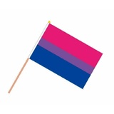 5x Small Bisexual Pride Flag With Plastic Pole (14 x 21cm)