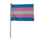 5x Small Trans Pride Flag With Plastic Pole (14 x 21cm)