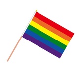 5x Small Rainbow Pride Flag With Plastic Pole (14x21cm)