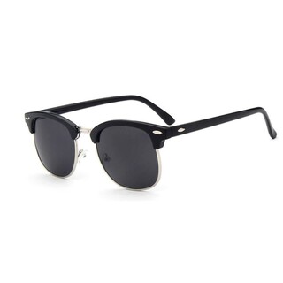 Classic Semi Rimless Sunglasses [Black Frames w/ Black Lenses]