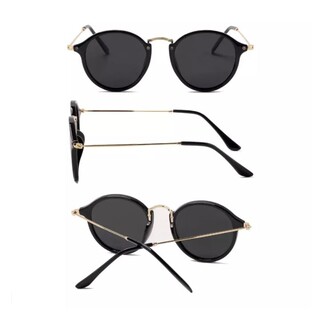 Vintage Round Frame Sunglasses With Thin Temple