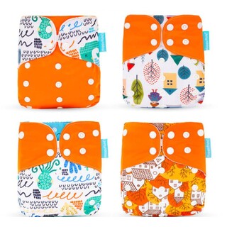 4X Reusable Cloth Nappies With Adjustable Snap Buttons Bundle