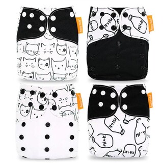 4X Reusable Cloth Nappies With Adjustable Snap Buttons Bundle