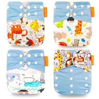 4X Reusable Cloth Nappies With Adjustable Snap Buttons Bundle