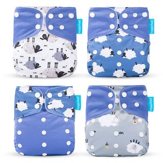 4X Reusable Cloth Nappies With Adjustable Snap Buttons Bundle