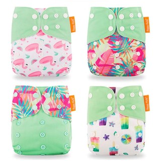 4X Reusable Cloth Nappies With Adjustable Snap Buttons Bundle