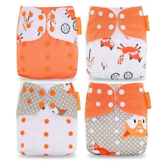 4X Reusable Cloth Nappies With Adjustable Snap Buttons Bundle