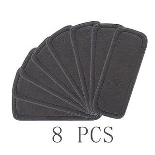 8x 5 Layer Charcoal Bamboo Inserts For Reusable Cloth Nappies