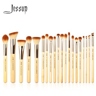 Jessup Professional Bamboo Makeup Kit With Foundation, Powder, Blush, Eye & Shader Brushes 20pc