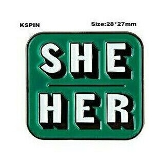 She/Her Green Pronoun Pin