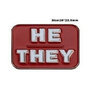 He/They Red Pronoun Pin
