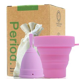 Reusable Soft Silicone Period Cup With Container [Small Pink]