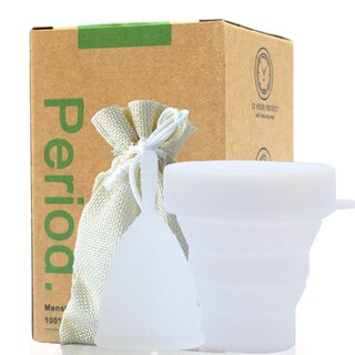 Reusable Soft Silicone Period Cup With Container [Small White]