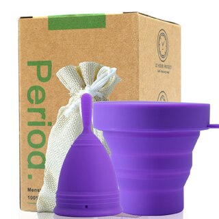 Reusable Soft Silicone Period Cup With Container [Large Purple]