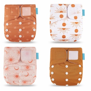 4X Reusable Fleece Cloth Nappies With Adjustable Velcro & Snap Buttons