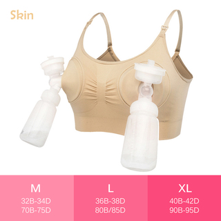 Nursing Bra With Breast Pump Access Pocket & Adjustable Strap (Tan, M)